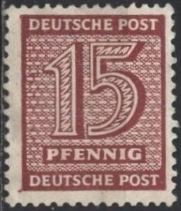 Germany (West Saxony) 14N8 (mng) 15pf numeral, red brn (1945)