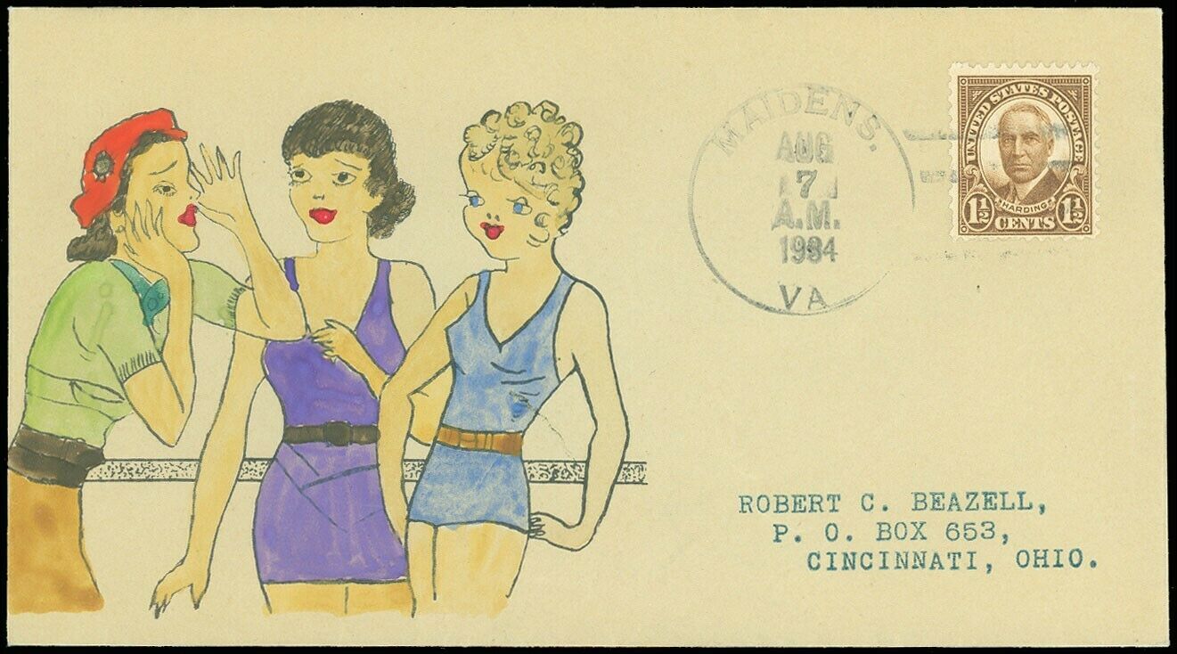 Aug 7 1934 Maidens Va Cds Robert C Beazell Cachet 3 Ladies On Cover Sc 684 Hipstamp