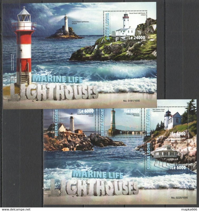 2016 Sierra Leone Architecture Marine Life Lighthouses Kb+Bl ** Stamps St312