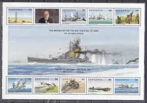 Tanzania, Scott cat. 824 a-j. World War II & W. Churchill sheet of 10.