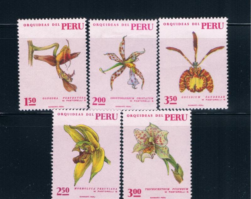 Peru 553-57 MNH set Orchids (P0078)