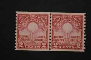 United States #656 Edison Coil Line Pair 1929 MOG