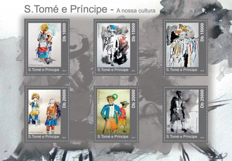 SAO TOME - 2010 - Culture of Sao Tome - Perf 6v Sheet - Mint Never Hinged
