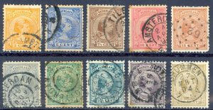Netherlands Sc# 40-49 Used 1891-1894 3c-50c Coat of Arms
