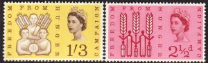 1963 UK GB Great Britain Freedom From Hunger set MNH Sc# 390p / 391p CV $20.00