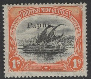 PAPUA SG44b 1907 1/= BLACK & ORANGE THIN PAPER MTD MINT