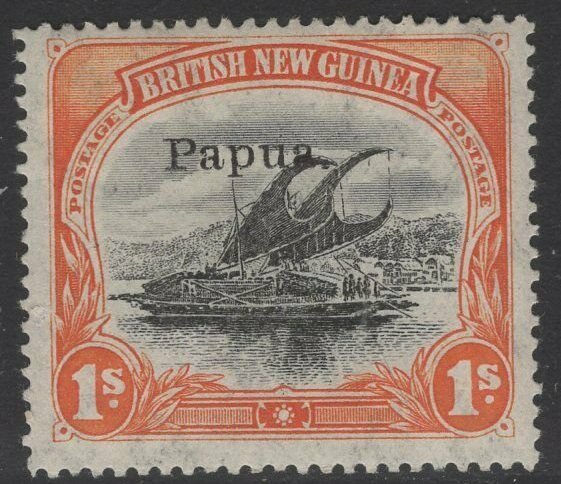 PAPUA SG44b 1907 1/= BLACK & ORANGE THIN PAPER MTD MINT