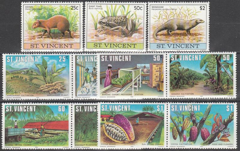 St Vincent #608-10, 619-22  MNH  CV $2.50  (A4062)