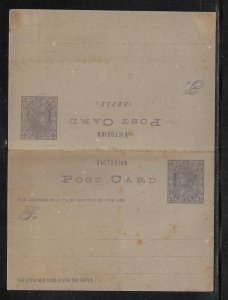 Victoria Postal Stationery Post Card H&G 6 Unused