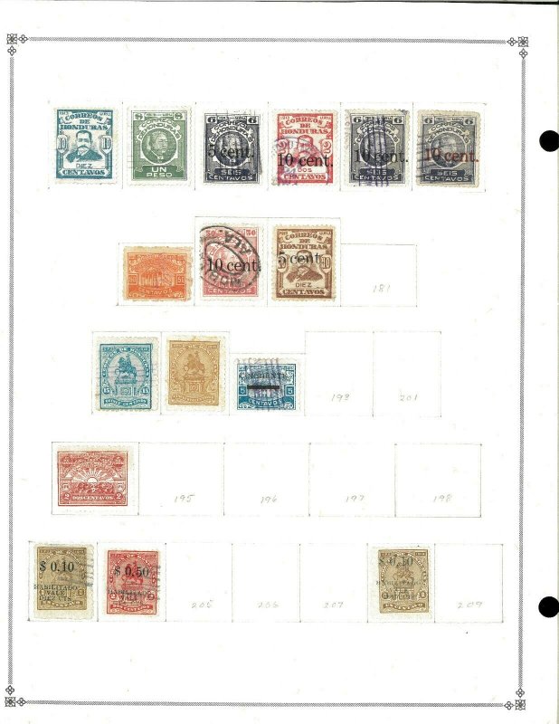Honduras 1896-1939 M & U Hinged on Blank Scott International Pages.