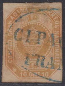 COLOMBIA 1859 Sc 4 BLUE OVAL CIPAQUIRA FRANCA CANCEL SCV$80.00 