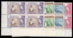 Dominica #157-160 Cat$101, 1957 QEII, complete set in blocks of four, never h...