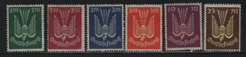 GERMANY, C8-C13, (6)SHORT SET, NO GUM, 1922-23, AIR POST STAMPS