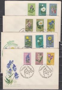 Poland, Scott cat. 1066-1077. Flowers and Orchid issue. 4 First Day Covers. ^