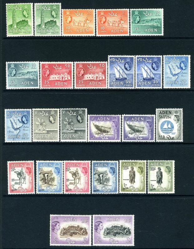 ADEN-1953-63 Set to 20/-  Sg 48-72a LIGHTLY MOUNTED MINT V19164