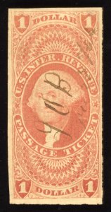 US Scott R74a Used $1 red Passage Ticket Revenue Lot AR057 bhmstamps