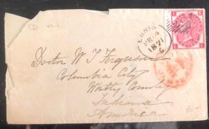 1871 Ennis England Vintage Cover To Columbia City IN USA Via New York