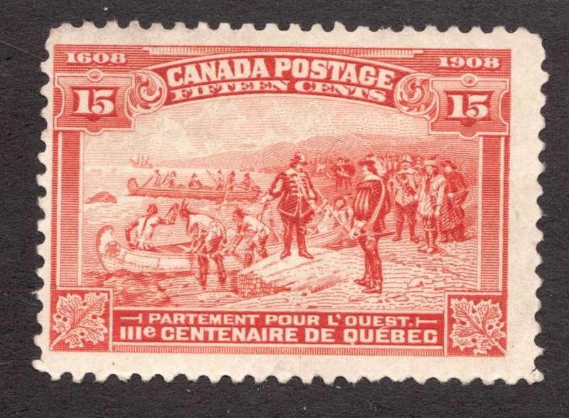 #102  -  Canada -  1908 -  15 Cent -  MNG  -  F -  superfleas - cv$120