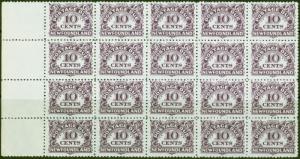 Newfoundland 1949 10c Violet SGD6a With Wmk V.F MNH Block of 20 