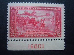 1925  #618 2c Lexington-Concord Plate # Single MNH OG VF CV $16 #2