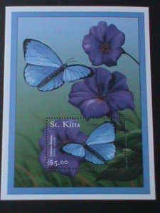 ​ST. KITTS-COLORFUL BEAUTIFUL LOVELY BUTTERFLY & FLOWERS MNH-SHEET-VF LAST ONE