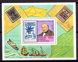 Mauritania 1979 Sc#419 ROWLAND HILL/SHIPS/STAMPS ON STAMPS S/S (1) MNH