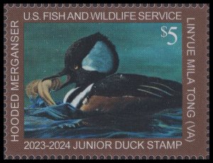 US JDS31 Junior Duck Hooded Merganser $5 single (1 stamp) MNH 2023-2024