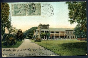 Trinidad 1907 Postcard to New Zealand, 1/2d pair, scarce origin destination... 