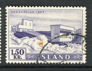 ICELAND; 1956 early Waterfalls Power Plants issue used hinged 1.5K. value