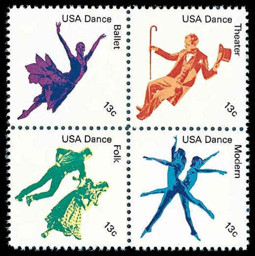 PCBstamps   US #1749/1752a Block 52c(4x13c)American Dance, MNH, (26)