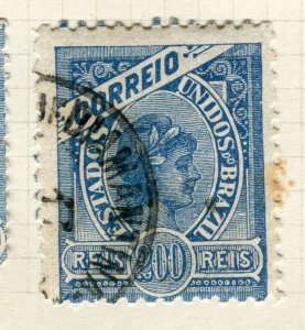 BRAZIL; 1890s classic Liberty issue used 200r. value