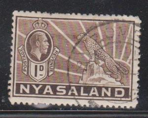 NYASSALAND Scott # 39 Used - KGV With Leopard