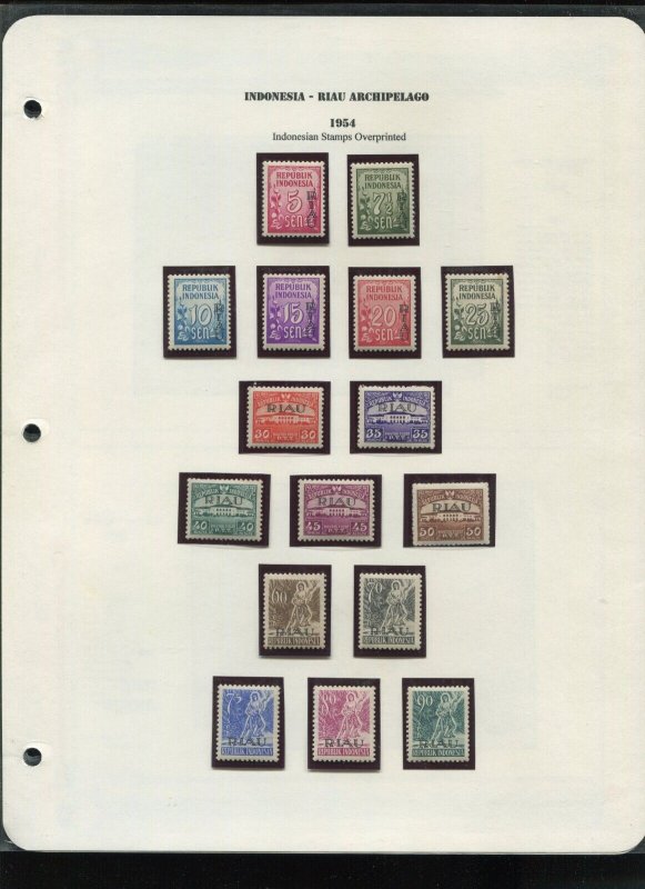 INDONESIA RIAU ARCHIPELAGO 1-40 COMPLETE MINT COLLECTION OF 41 STAMPS SCV $1000+