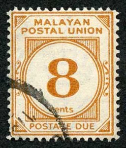 Malay States SGD19 8c yellow orange Wmk Script CA