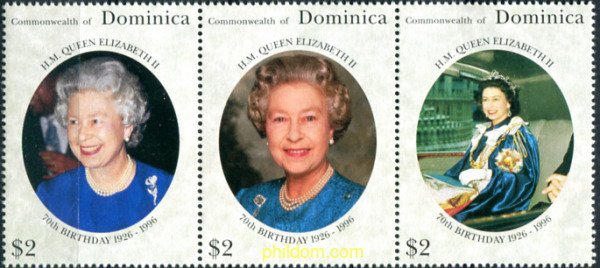 306907 MNH DOMINICA 1996 70 ANIVERSARIO DE ISABEL II