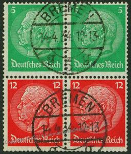 Germany 1933 Hindenburg Michel S106 Wmk Net Se-Tenant Zusammendruck 53305