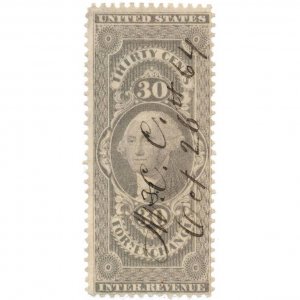 1862-71 30c U.S. Internal Revenue George Washington R51c Foreign Exchange, lilac