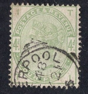 Great Britain  #103  1883  used Victoria 4d dull green