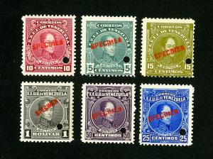 Venezuela Stamps VF OG NH Specimen Set of 6