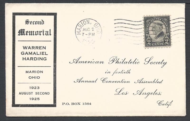 612, Second Harding Memorial Cover, Dedication & Misc Events