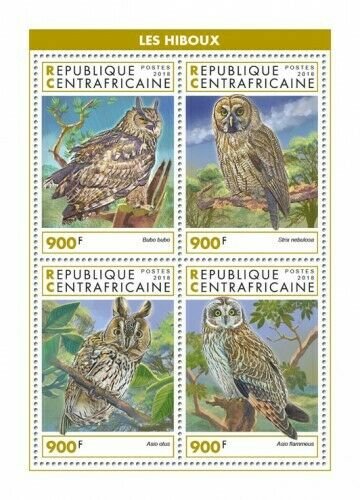 HERRICKSTAMP NEW ISSUES CENTRAL AFRICA Owls Sheetlet