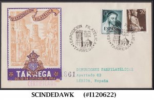 SPAIN - 1954 TARREGA PHILATELIC EXHIBITION SPECIAL COVER WITH SPECIAL CANCL.