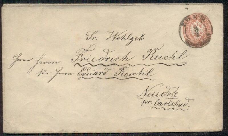 AUSTRIA 5kr postal stationery tied EGER to NEUDEK