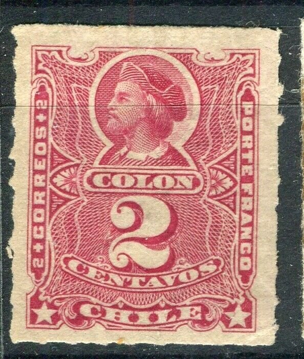 CHILE; 1878 early Columbus rouletted issue Mint hinged Shade of 2c. value