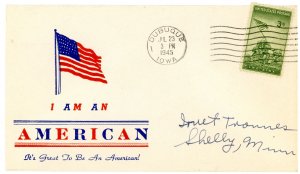 1945 US World War II Patriotic Cover I Am An American/It's Great T...