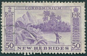 New Hebrides 1957 50c violet SG90 used