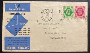 1939 Belfast N Ireland  First Transatlantic Flight Cover To Jeannette PA USA