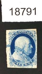 MOMEN: US STAMPS # 7 POS.36R1L USED LOT #18791