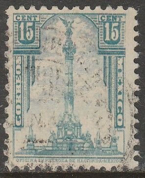 MEXICO 713, 15¢ INDEPENDENCE MONUMENT 1934 DEFINITIVE SINGLE USED  F-VF. (1203)