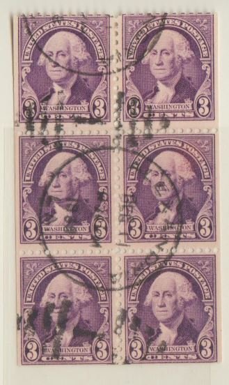 U.S. Scott #720b Washington Stamps - Used Booklet Pane